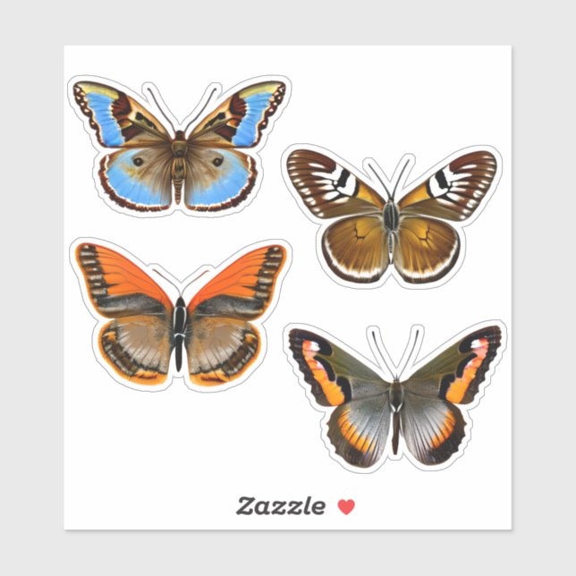 Butterflies in Brown, Orange and Blue Sticker (Sheet)