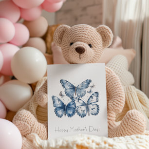 Butterflies in Delft Blue, customizable Postcard