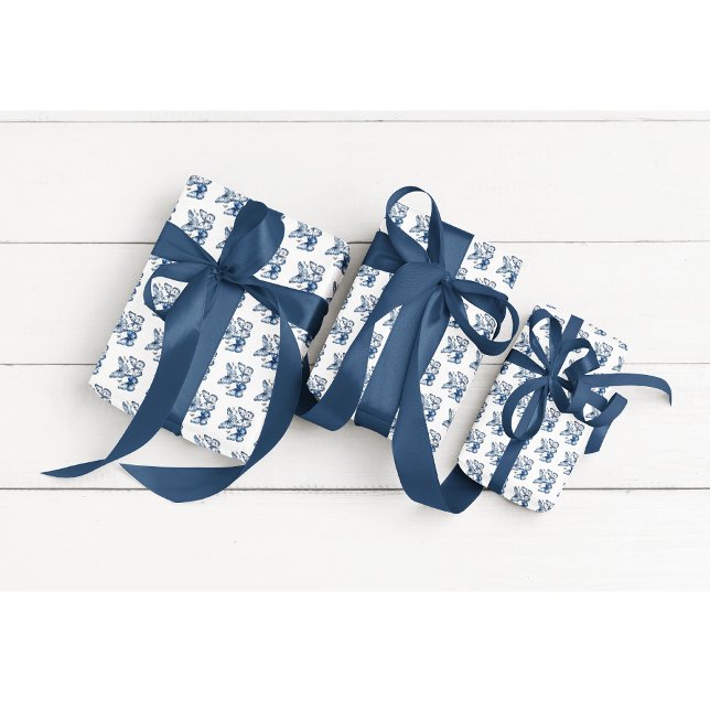 Butterflies in Delft Blue, customizable Wrapping Paper Sheets (Creator Uploaded)