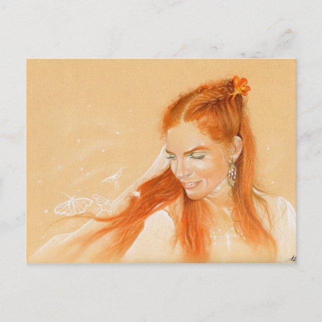 Butterflies in her Hair Fantasy art Postcard (Front)