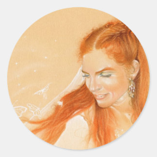 Butterflies in her Hair Fantasy Art Sticker