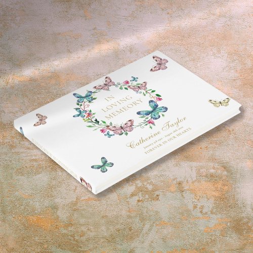 Butterflies In Loving Memory Memorial Funeral Guest Book