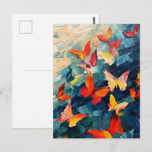 Butterflies in Motion – Expressive Abstract Flight Postcard