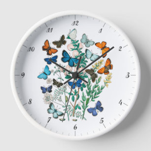 BUTTERFLIES IN NATURE LARGE CLOCK