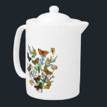 BUTTERFLIES IN NATURE TEAPOT<br><div class="desc">From the book European Butterflies and Moths by William Forsell Kirby (1882).</div>
