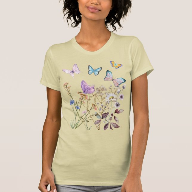 Butterflies in Pastel colors - T-shirt (Front)