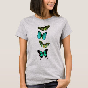 Butterflies in Shades of Blue and Green T-Shirt