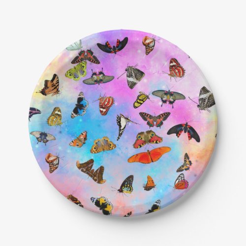 Butterflies in space paper plates