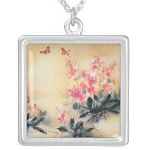 Butterflies in Spring Silver Plated Necklace