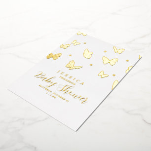 Butterflies in the Air Baby Shower Gold Foil Invitation