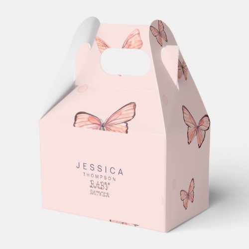 Butterflies in the Air Girl Baby Shower Pink Favor Boxes