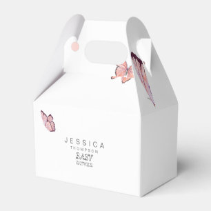 Butterflies in the Air Girl Baby Shower White Favor Boxes