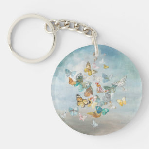 Butterflies in the Clouds Keychain