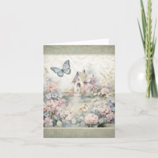 Butterflies In The Garden Vintage Look Note Card 3