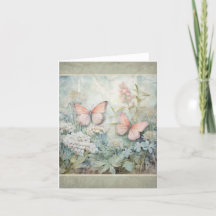 Butterflies In The Garden Vintage Look Note Card 4
