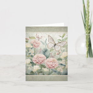 Butterflies In The Garden Vintage Look Note Card 5