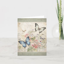 Butterflies In The Garden Vintage Look Note Card 6