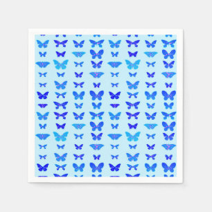 Butterflies, indigo, sky blue background paper napkins