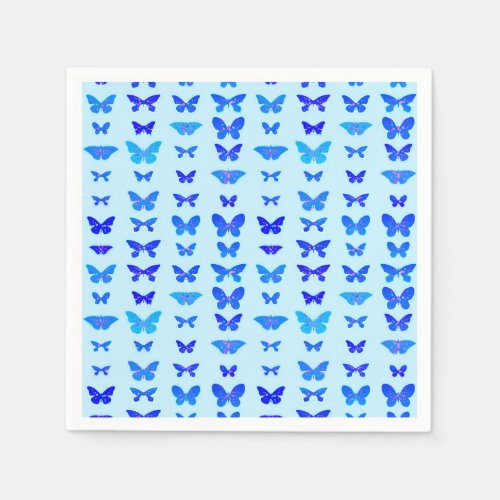 Butterflies indigo sky blue background paper napkins