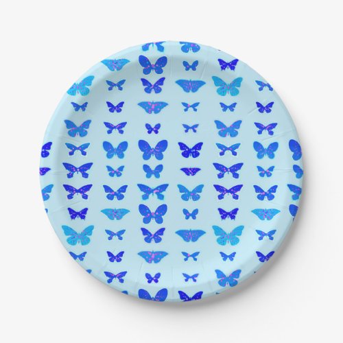 Butterflies indigo sky blue background paper plates