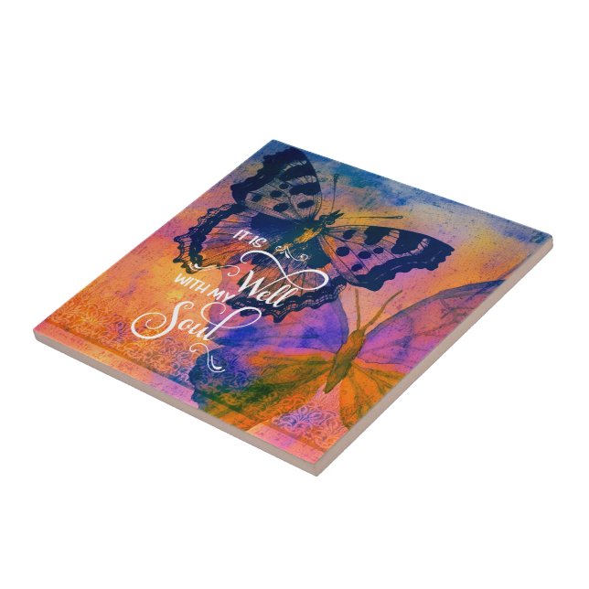 Butterflies It is well  Ceramic Tile (Side)