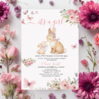Butterflies It's a Girl Bunny Baby Shower