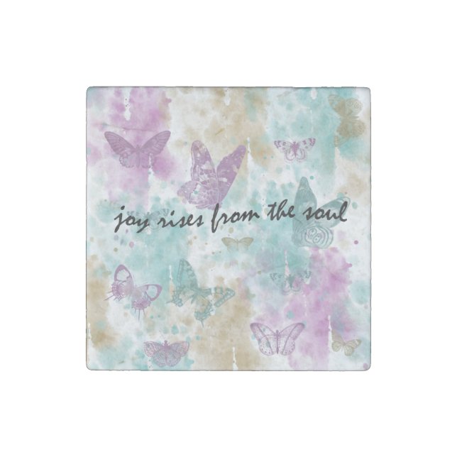 Butterflies Joy Rises from the Soul Stone Magnet (Front)