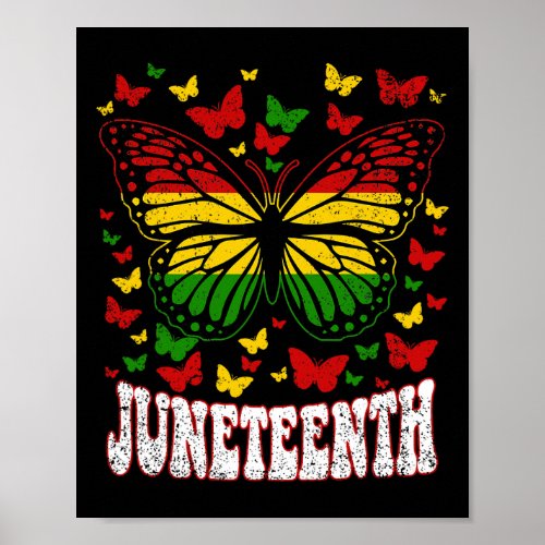 Butterflies Juneteenth Retro Black History African Poster