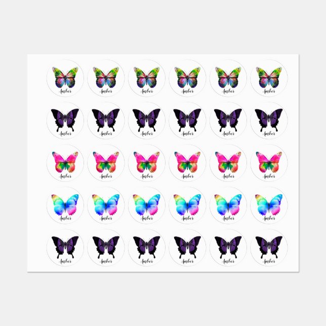 Butterflies Kids' Labels (Sheet)
