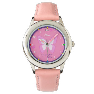 Butterflies & Kiss Watch, Girls Pink love /Fashion Watch