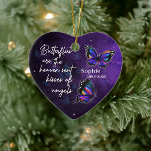 Butterflies kisses of angels - Personalized Cerami Ceramic Ornament
