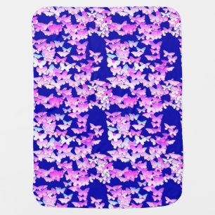 Butterflies, lavender and dark blue receiving blanket