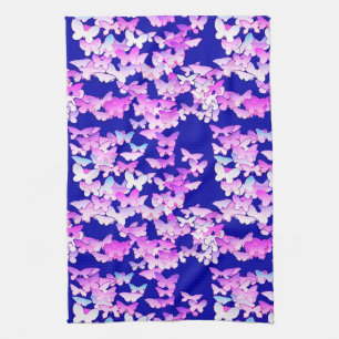 Butterflies, lavender and dark blue towel