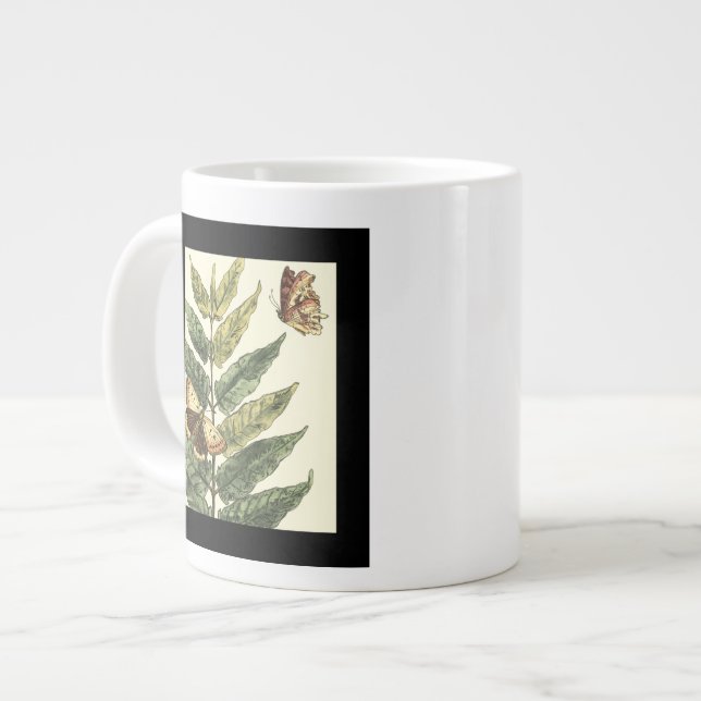 Butterflies & Leaves with Black Frame Giant Coffee Mug (Front Left)