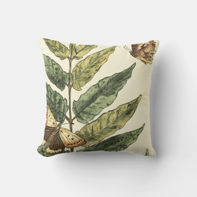 Butterflies & Leaves with Black Frame Throw Pillow (Front)