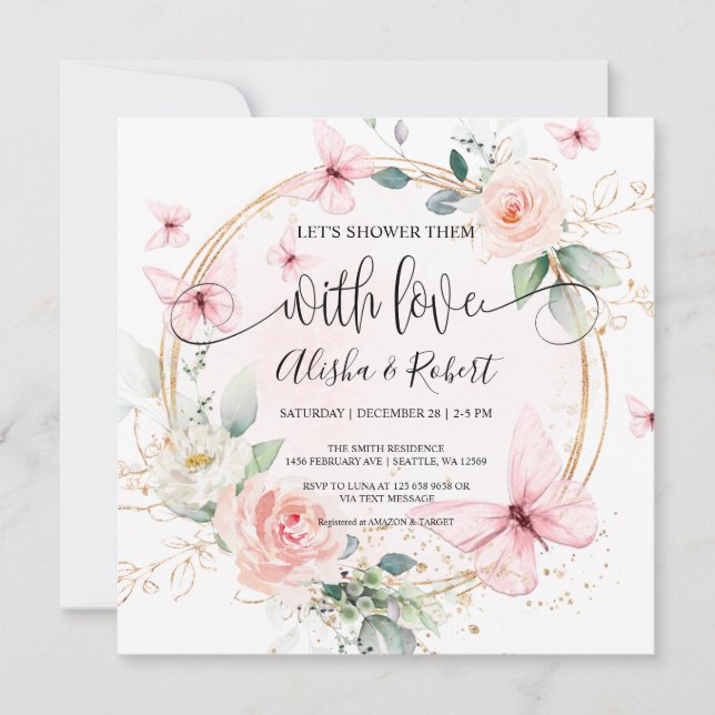 Butterflies Let's Shower Them With Love Couples  Invitation (Front)