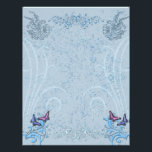 Butterflies Letterhead<br><div class="desc">A delicate blue hue and subtle flower detail enhanced with butterfiles for your letter writing and scrapbooking.</div>