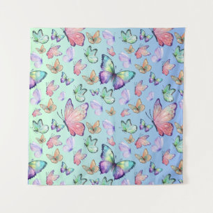 Butterflies Linear Gradient Background Pattern Tapestry