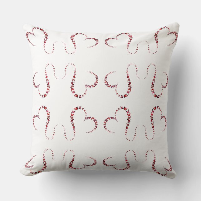 Butterflies Linked Hearts in Red, Pink, & Black Throw Pillow (Front)