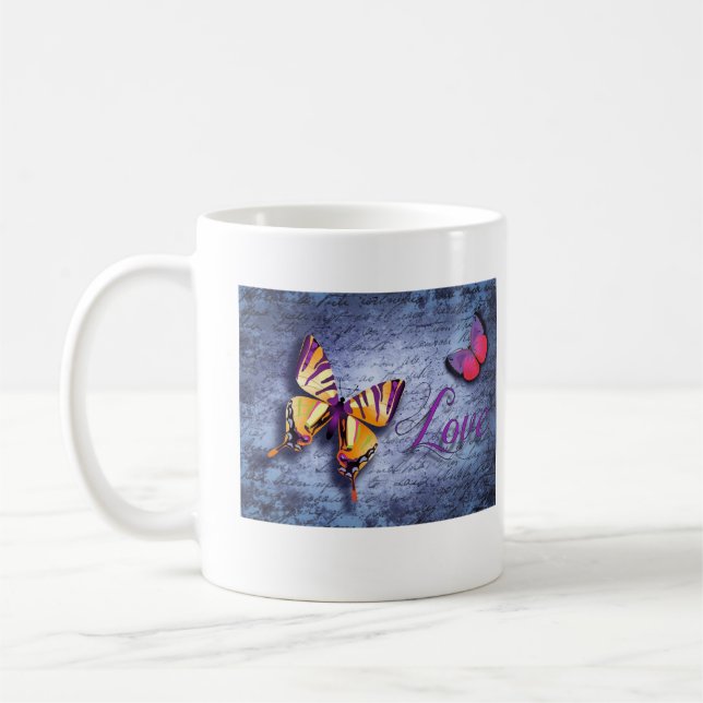 Butterflies love blue coffee mug (Left)