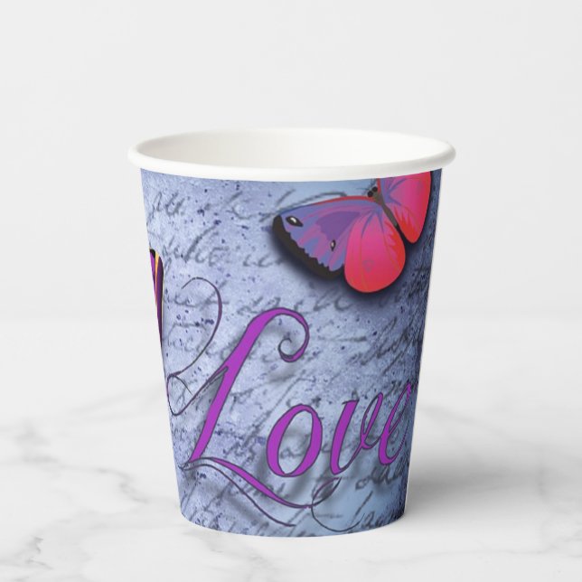 Butterflies love blue paper cups (Back)