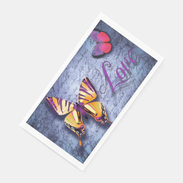 Butterflies love blue paper guest towels (Corner)