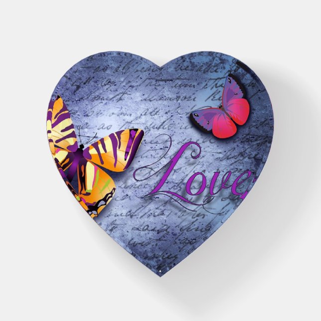 Butterflies love blue paperweight (Front)