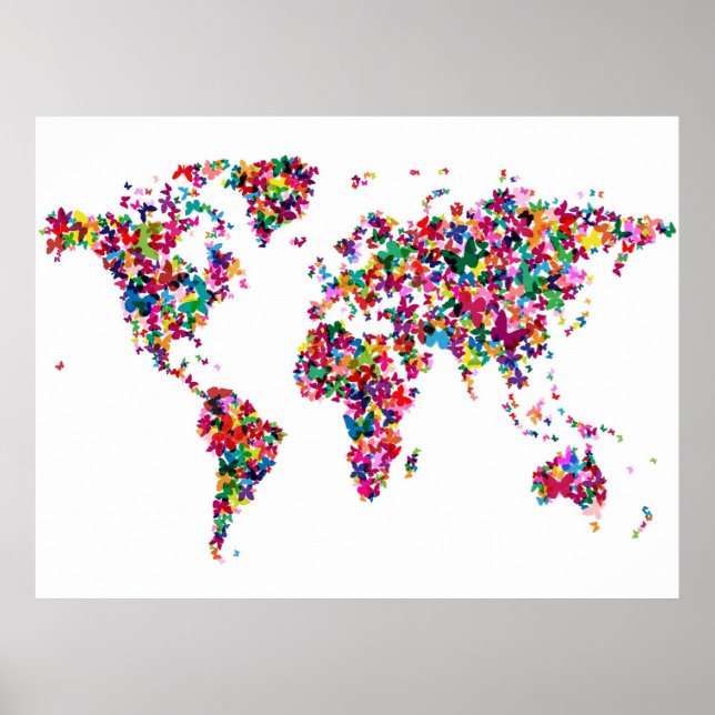 Butterflies Map of the World Poster (Front)