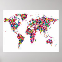 Butterflies Map of the World Poster