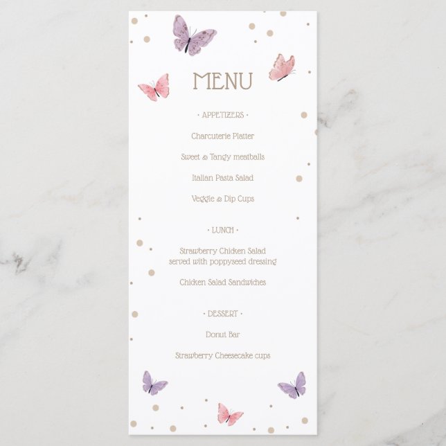 Butterflies Menu (Front)