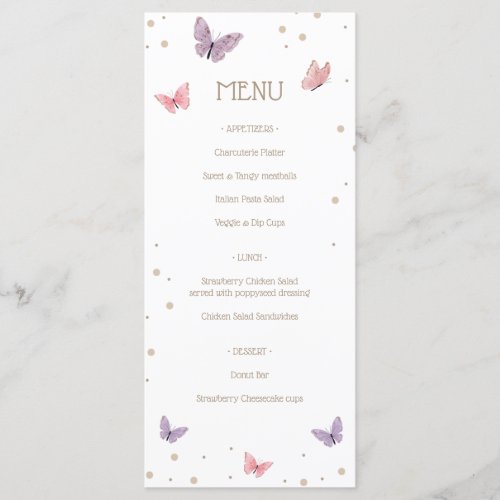 Butterflies Menu