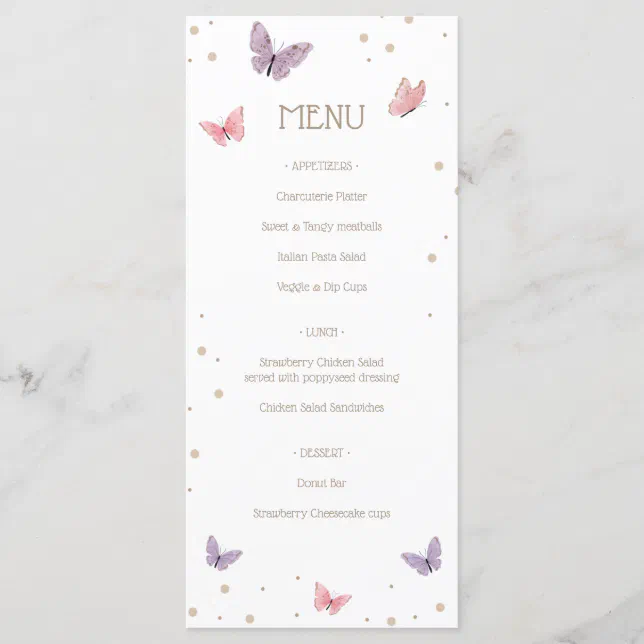 Butterflies Menu | Zazzle