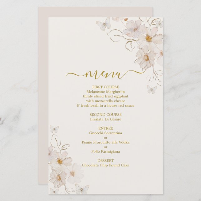 Butterflies Menu Card (Front/Back)