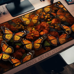 Butterflies, Monarchs And Wildflowers Desk Mat